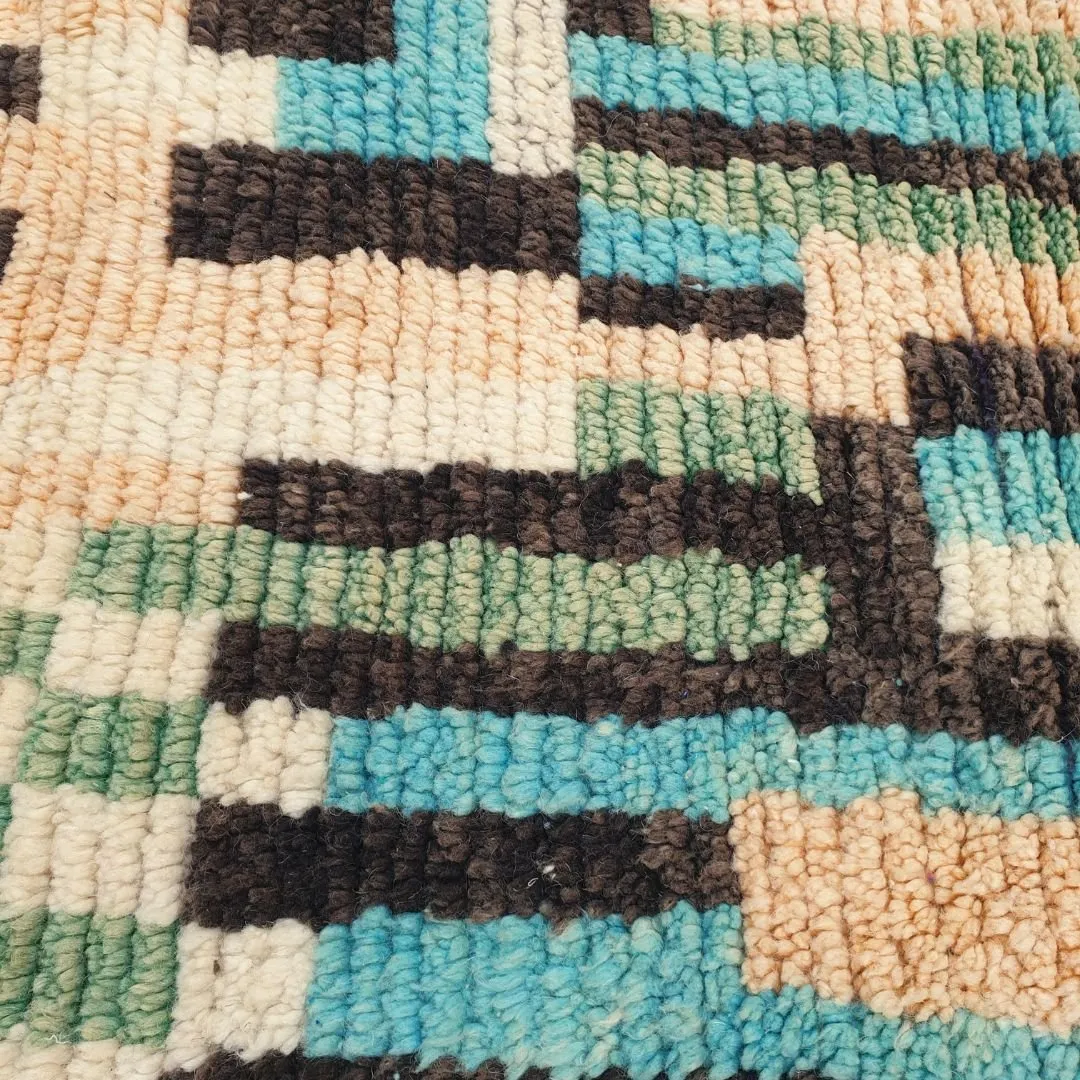 Balouka - Boujad 6x10 Green & Baby Blue Moroccan Rug Berber Handmade | 6'66x10'40 Ft | 203x317 cm