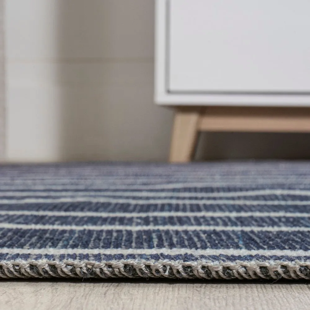 Belle Distressed Ticking Stripe Machine-washable Area Rug