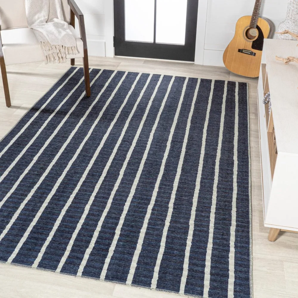 Belle Distressed Ticking Stripe Machine-washable Area Rug