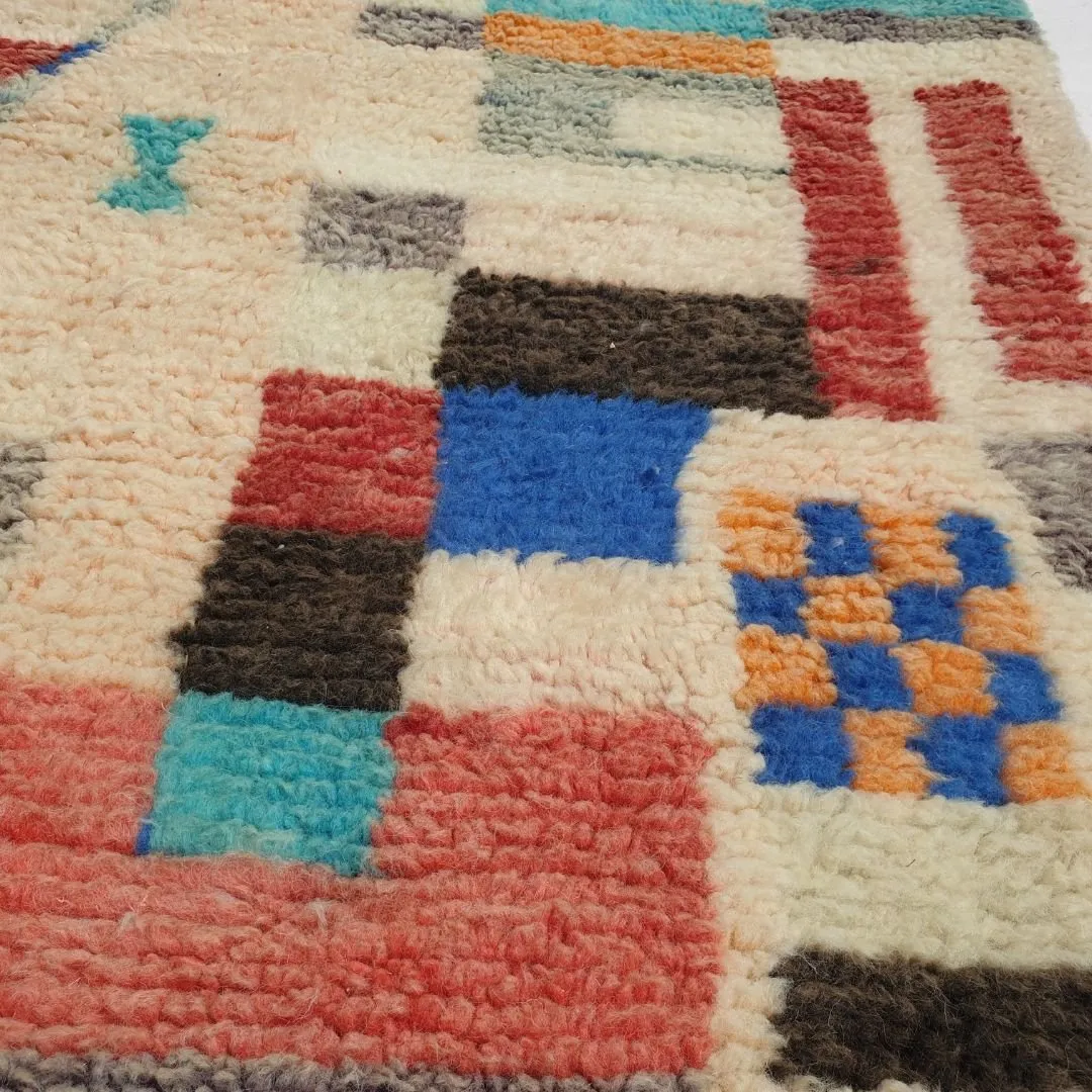 Bhatia - Beige Boujad Moroccan Rug | Authentic Berber Living room & Bedroom Rug | 4'89x8'10 Ft | 149x247 cm