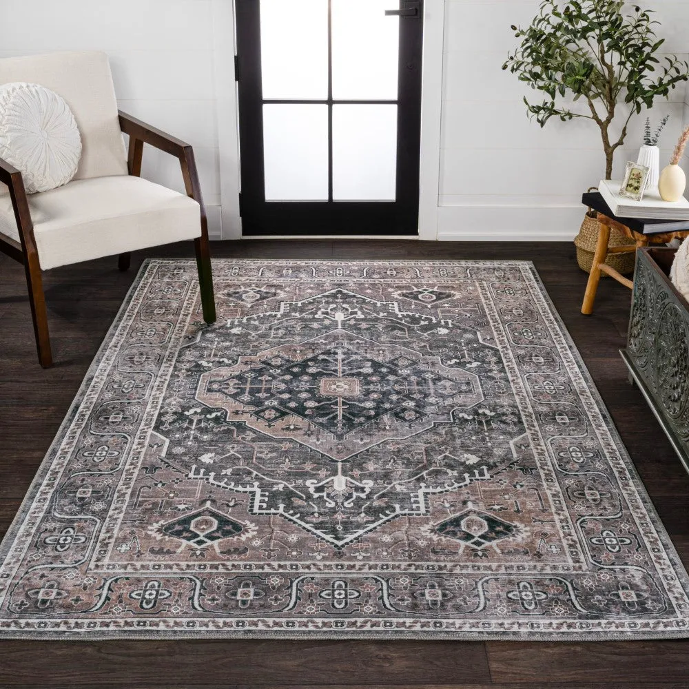 Bright ogee Medallion Washable Area Rug