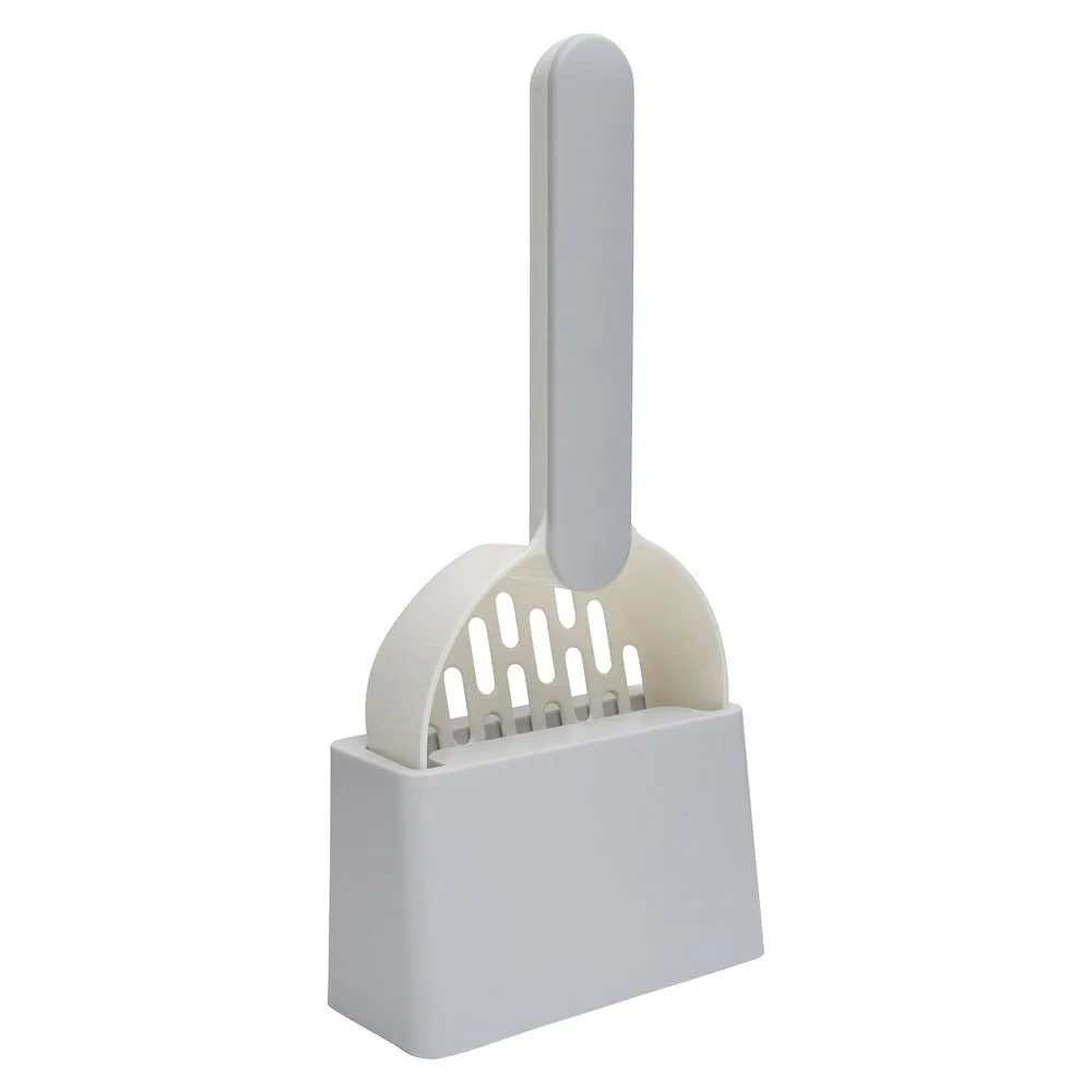 Buddy & Belle Cat Litter Scoop & Holder White/Grey