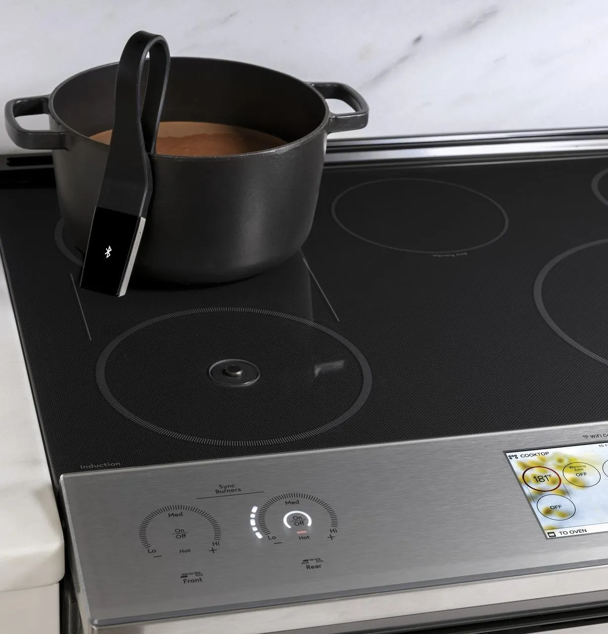 Cafe CHS90XM2NS5 Caf(eback)™ 30" Smart Slide-In, Front-Control, Induction and Convection Range with In-Oven Camera in Platinum Glass