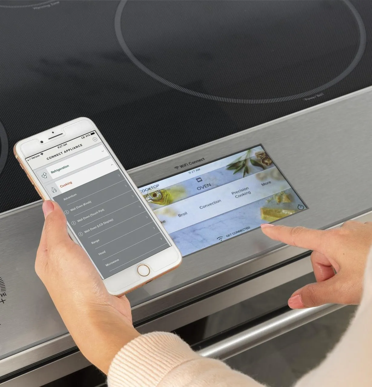 Cafe CHS90XM2NS5 Caf(eback)™ 30" Smart Slide-In, Front-Control, Induction and Convection Range with In-Oven Camera in Platinum Glass