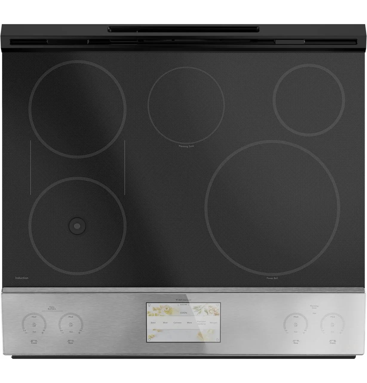 Cafe CHS90XM2NS5 Caf(eback)™ 30" Smart Slide-In, Front-Control, Induction and Convection Range with In-Oven Camera in Platinum Glass