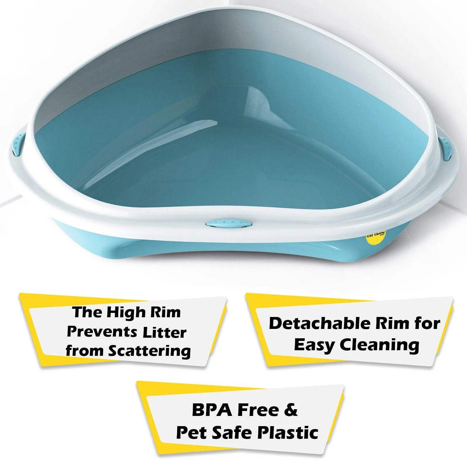 Cat Corner Litter Tray Large or Jumbo Rim Pet Open Toilet Pan Box Cat Centre®