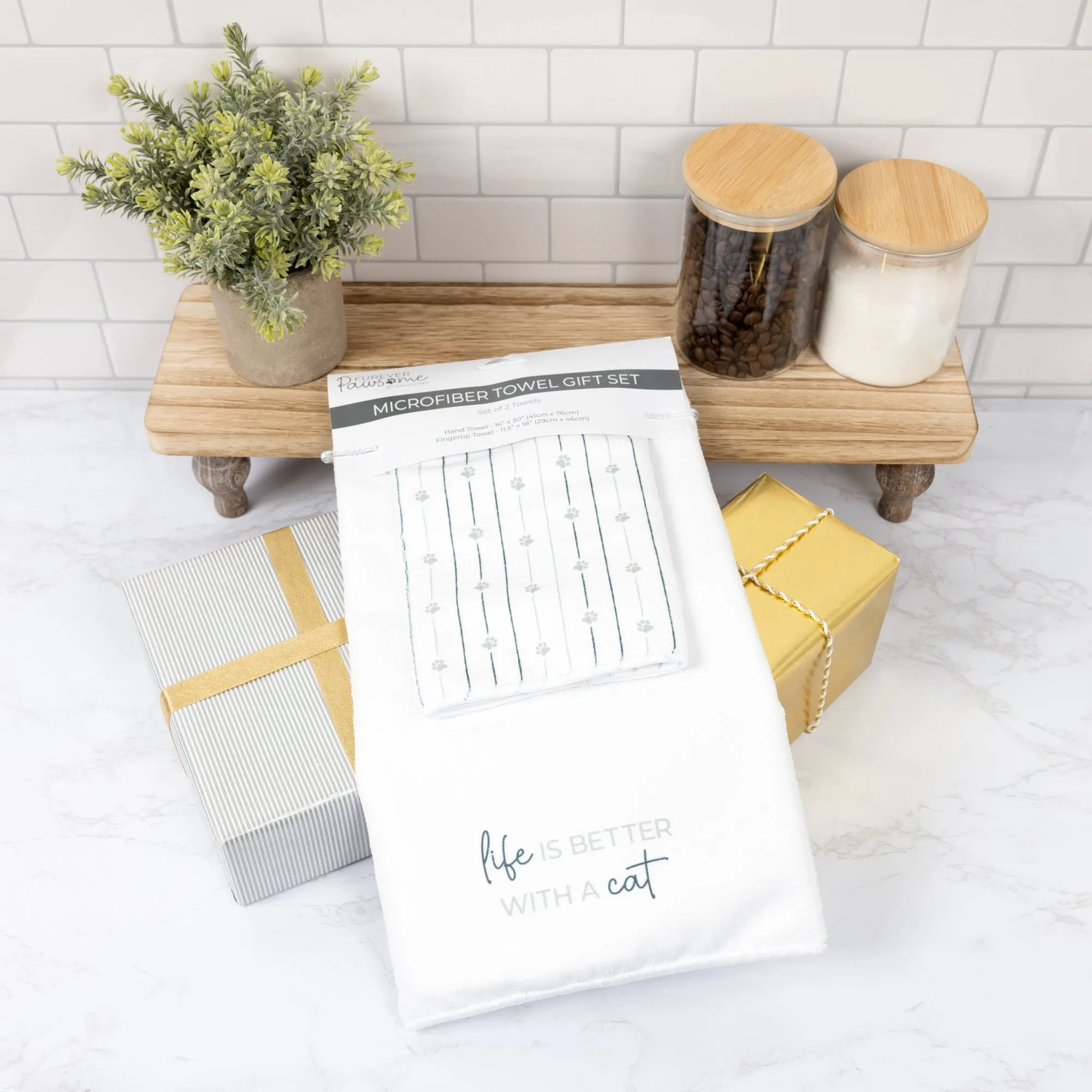 Cat Hand & Fingertip Towel Gift Set