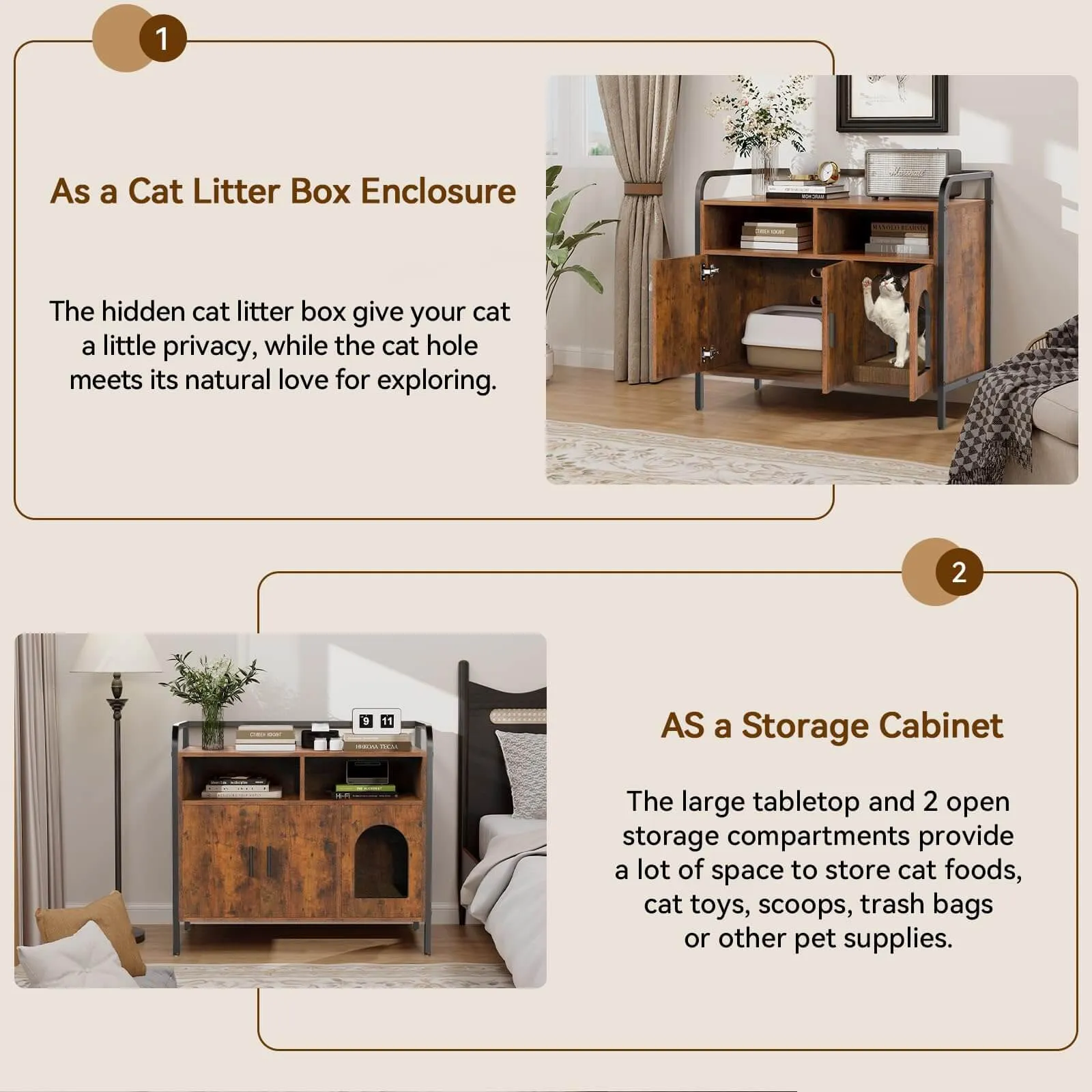 Cat Litter Box Furniture Hidden Litter Box Enclosure PF013