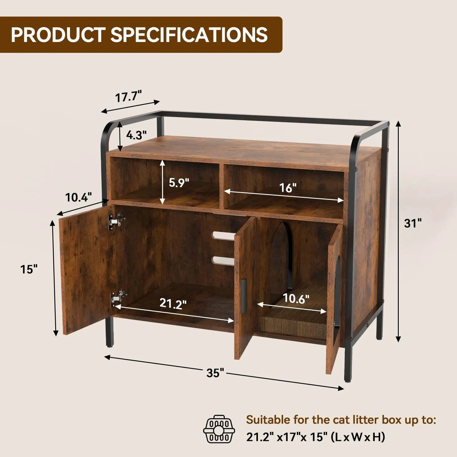 Cat Litter Box Furniture Hidden Litter Box Enclosure PF013