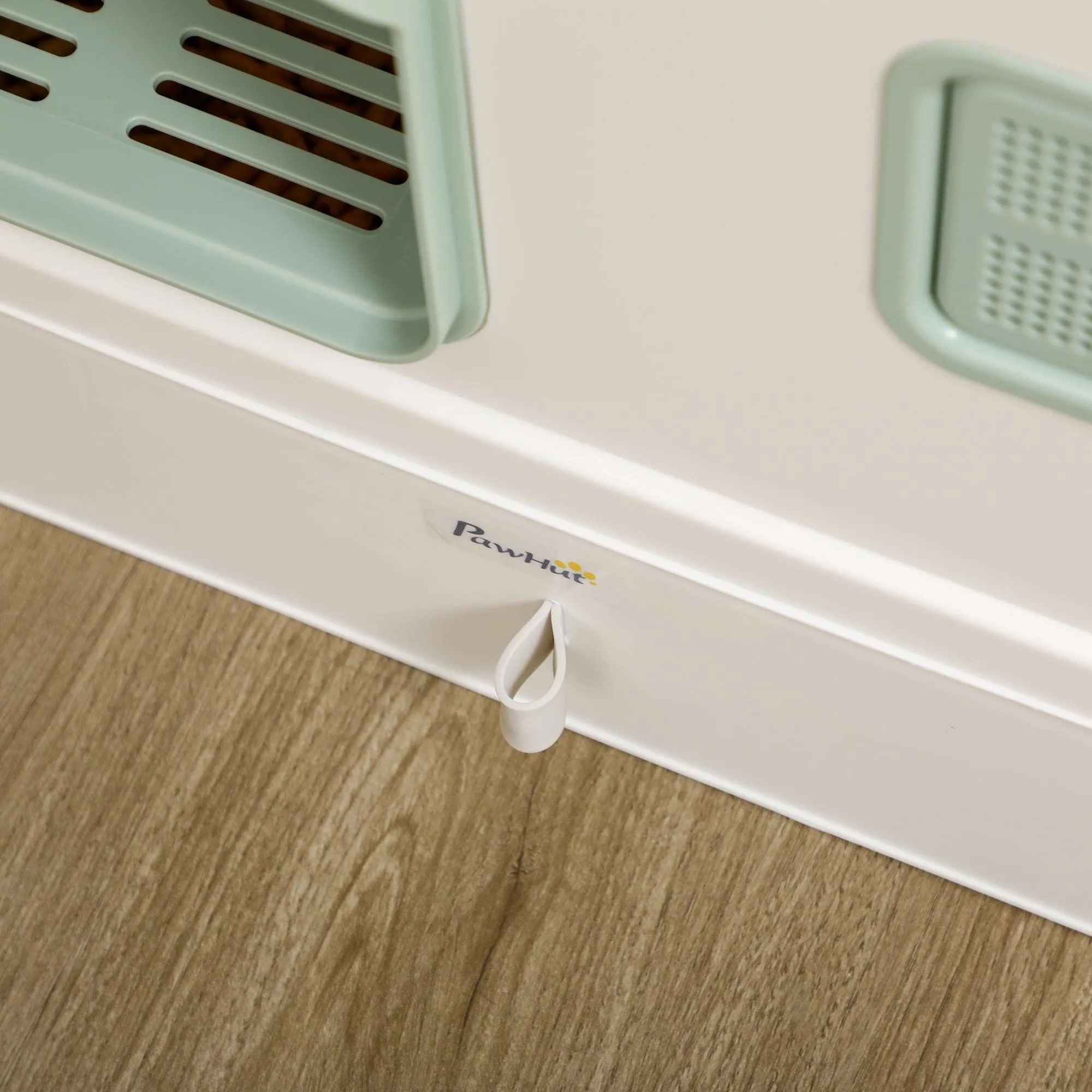 Cat Litter Box with Drawer Pan, Hooded Tray, Deodorants - White