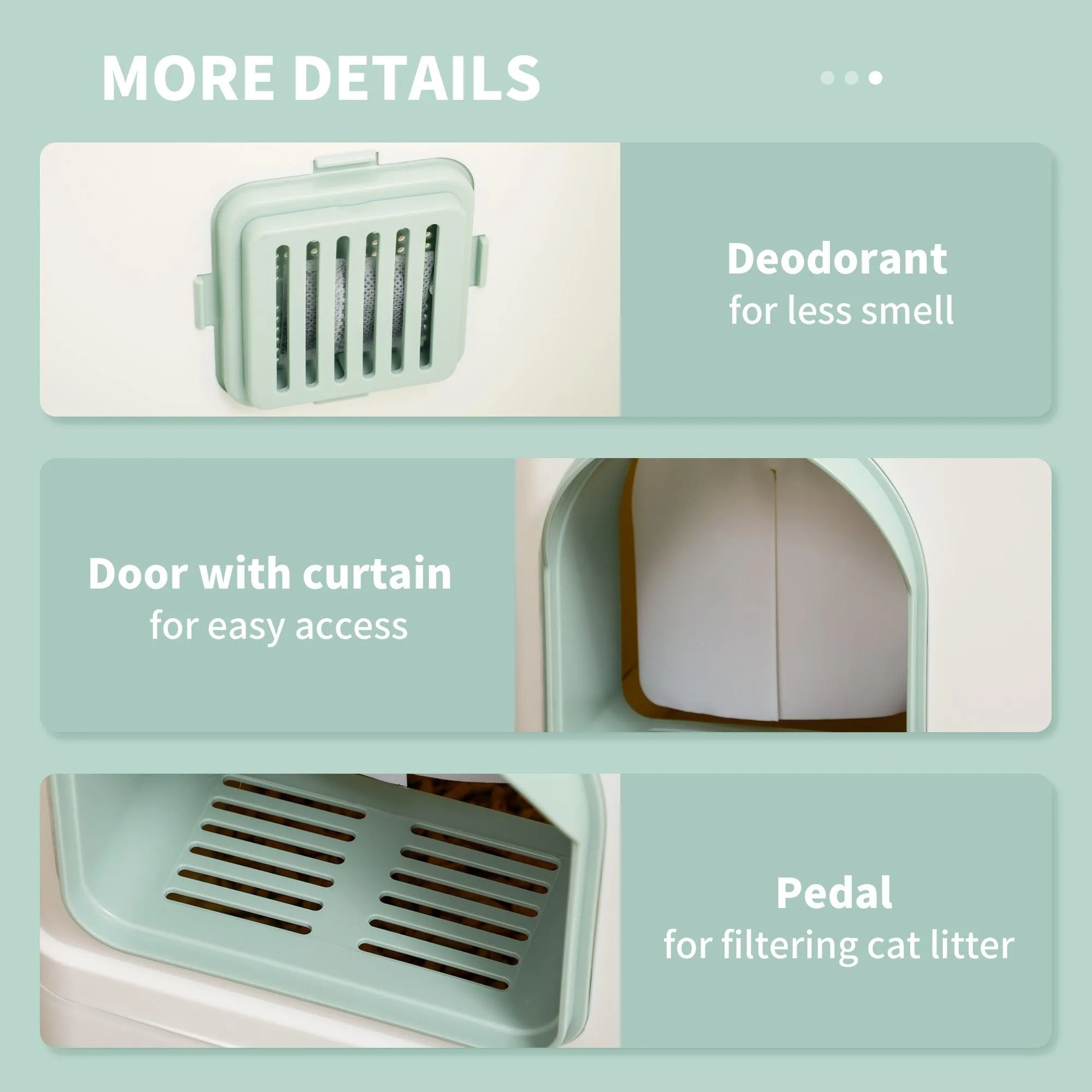 Cat Litter Box with Drawer Pan, Hooded Tray, Deodorants - White