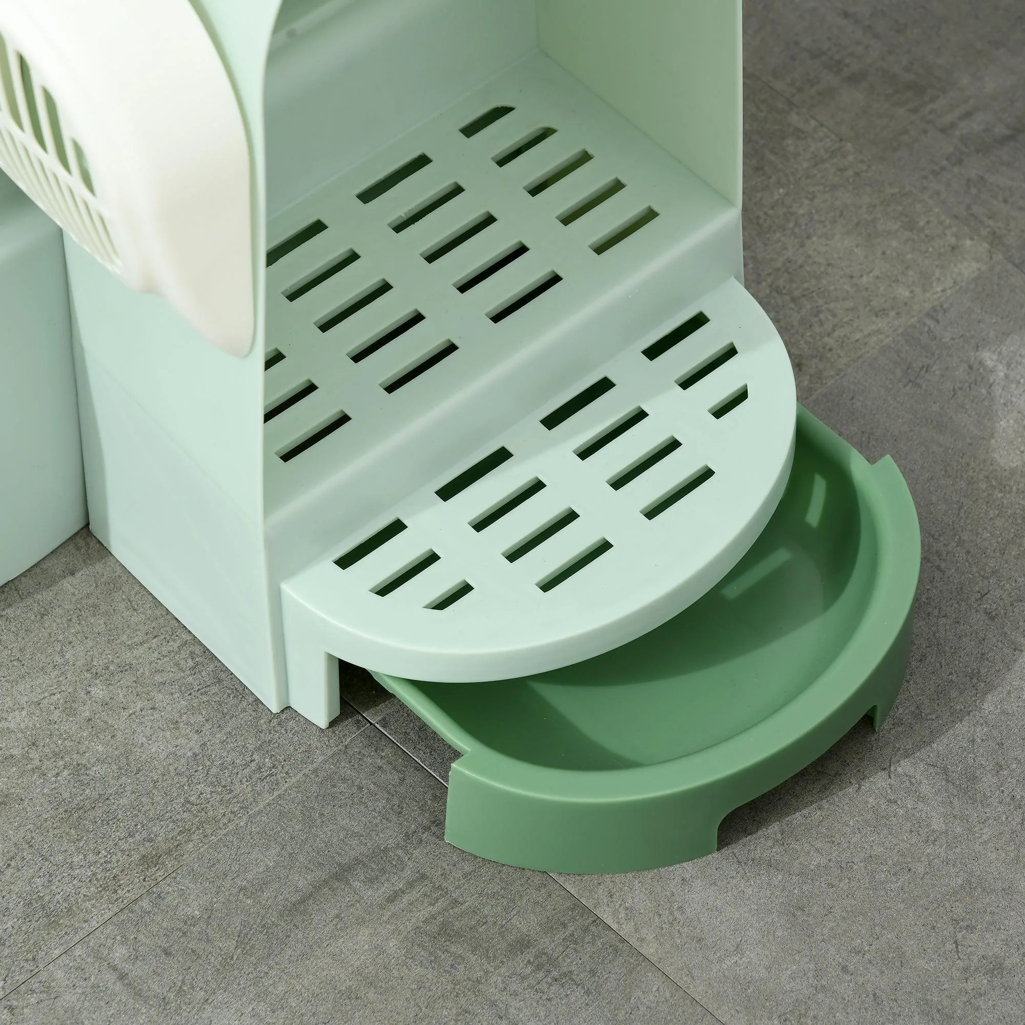 Cat Litter Box with Drawer Pans, Scoop - Green