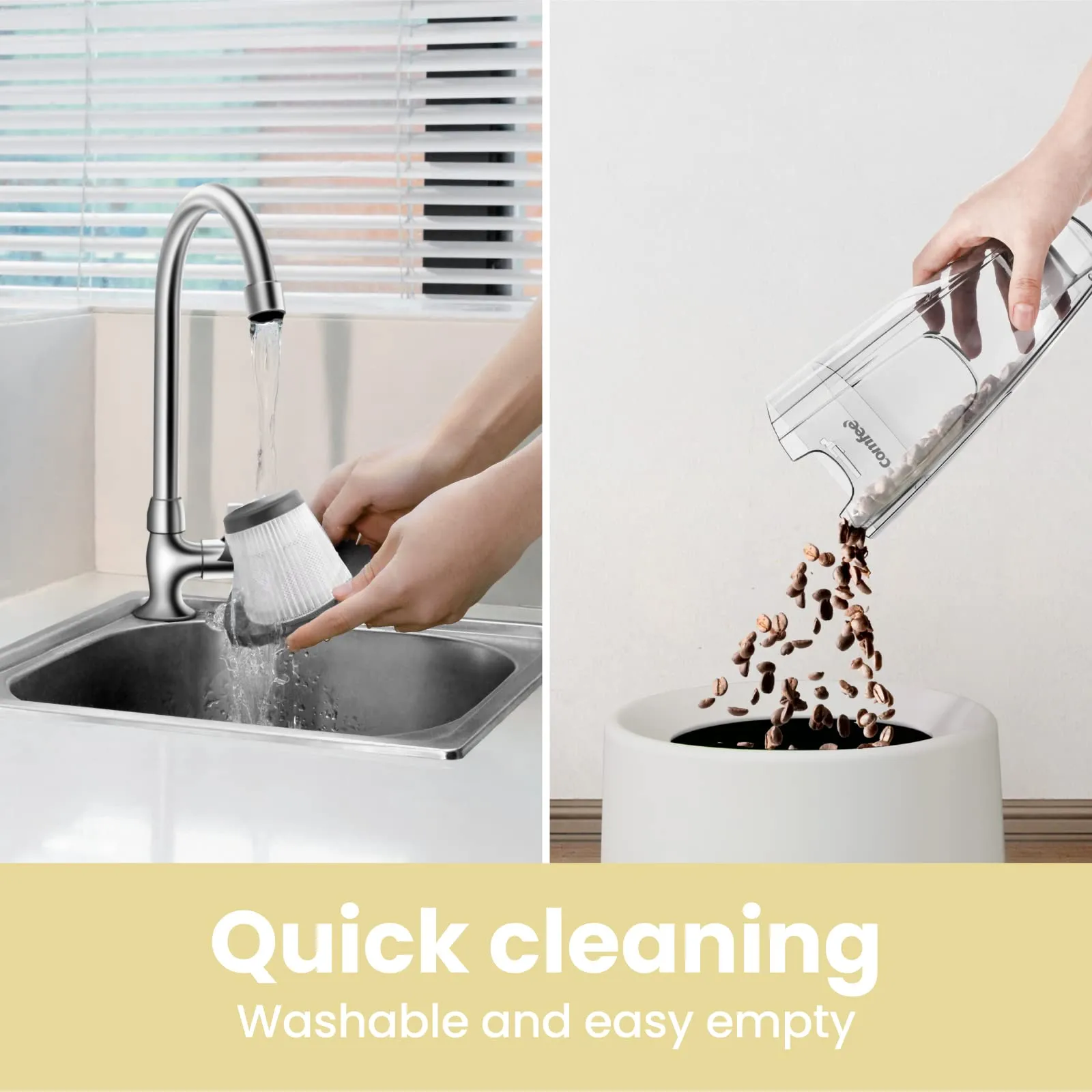 COMFEE ' Vacuum Cleaner 2 in 1 Handheld Stick Cleaner 5M Long Cord Lightweight Powerful 600W 16000Pa Suction 0.5L Large Capacity Excellent Central Filtration System for Car Home Kitchen Hair- White
