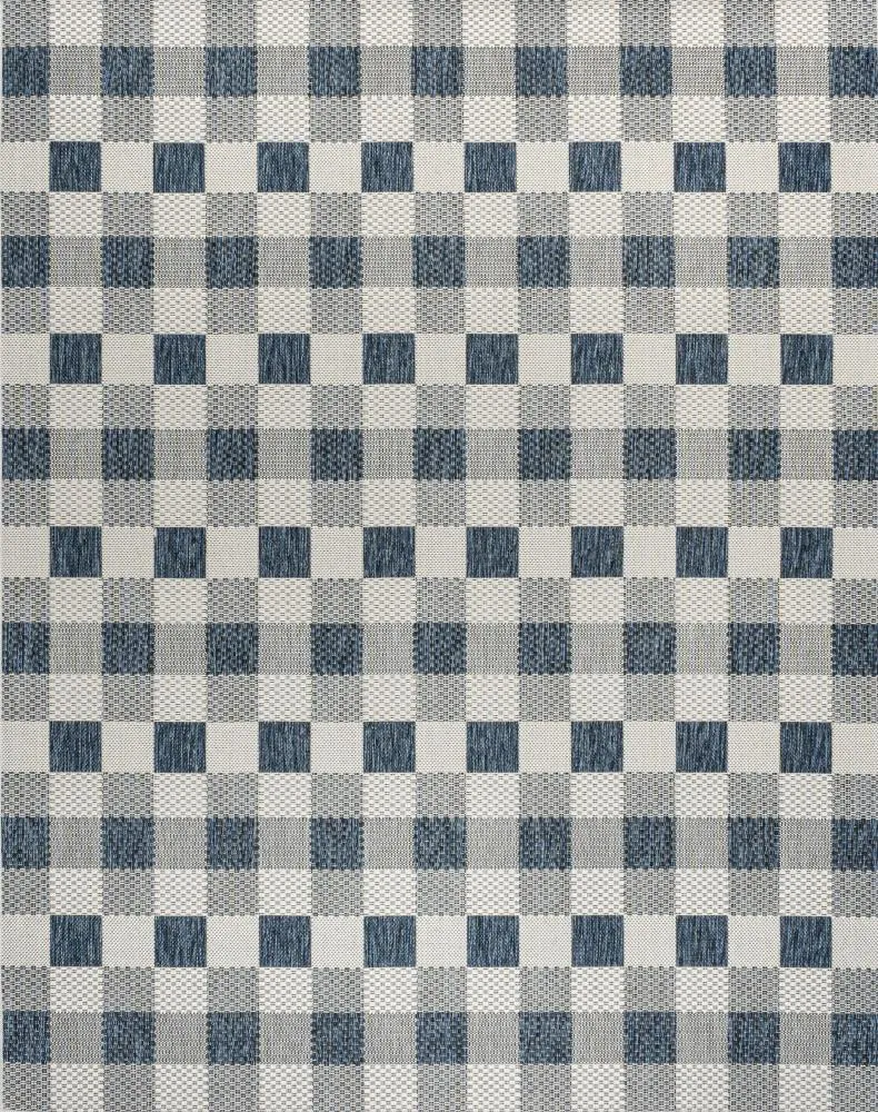 Courtyard Traditional Geometric Bold Gingham Indoor/Outdoor Area Rug