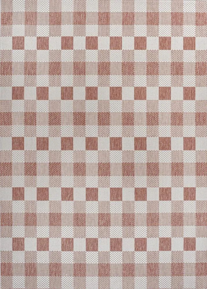 Courtyard Traditional Geometric Bold Gingham Indoor/Outdoor Area Rug