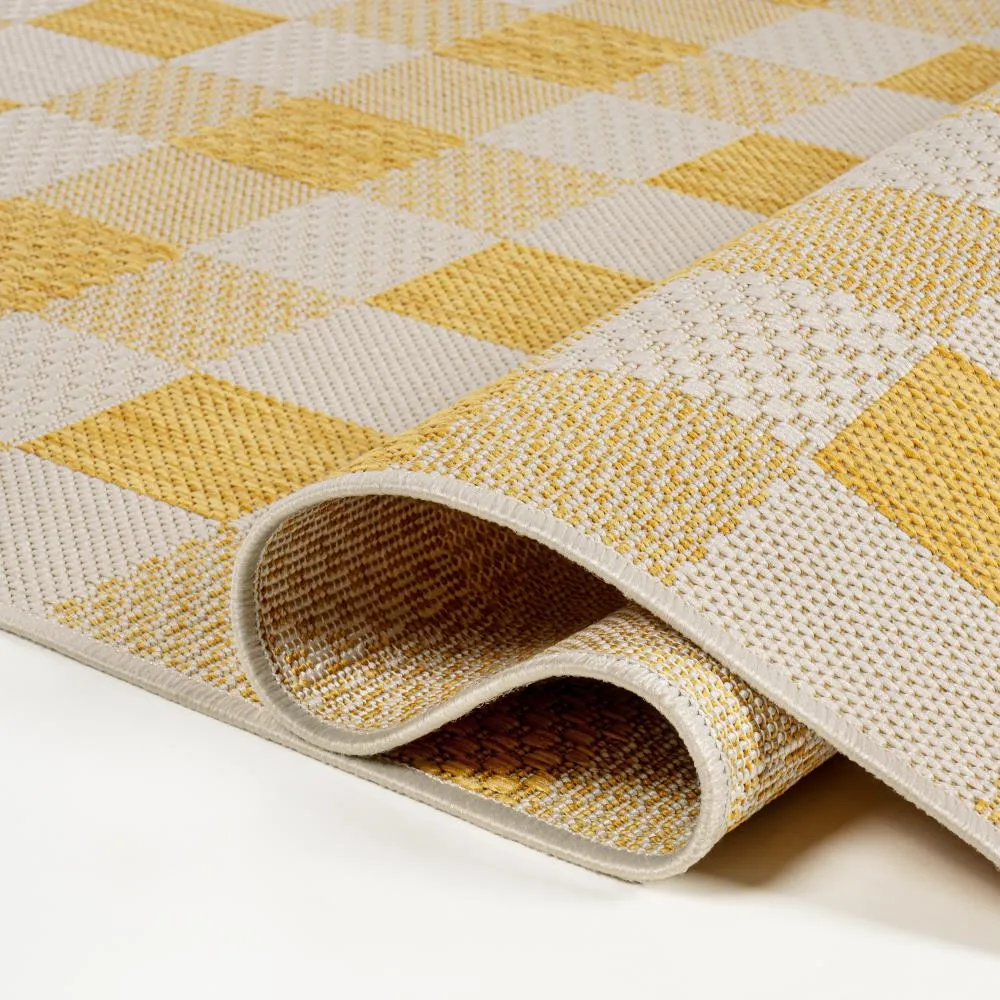 Courtyard Traditional Geometric Bold Gingham Indoor/Outdoor Area Rug