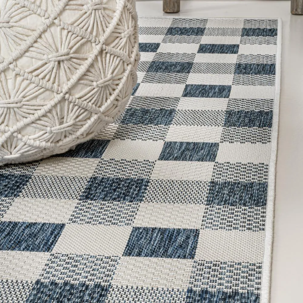 Courtyard Traditional Geometric Bold Gingham Indoor/Outdoor Area Rug