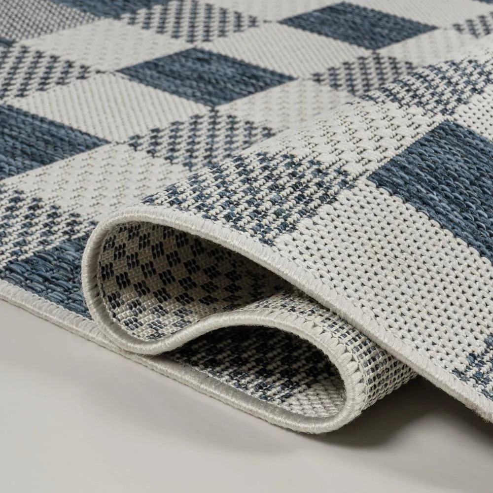 Courtyard Traditional Geometric Bold Gingham Indoor/Outdoor Area Rug