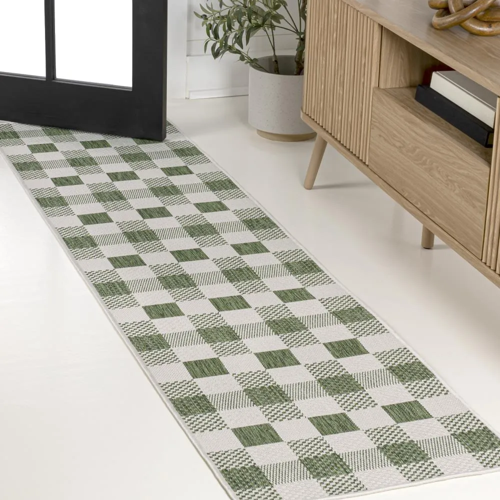 Courtyard Traditional Geometric Bold Gingham Indoor/Outdoor Area Rug