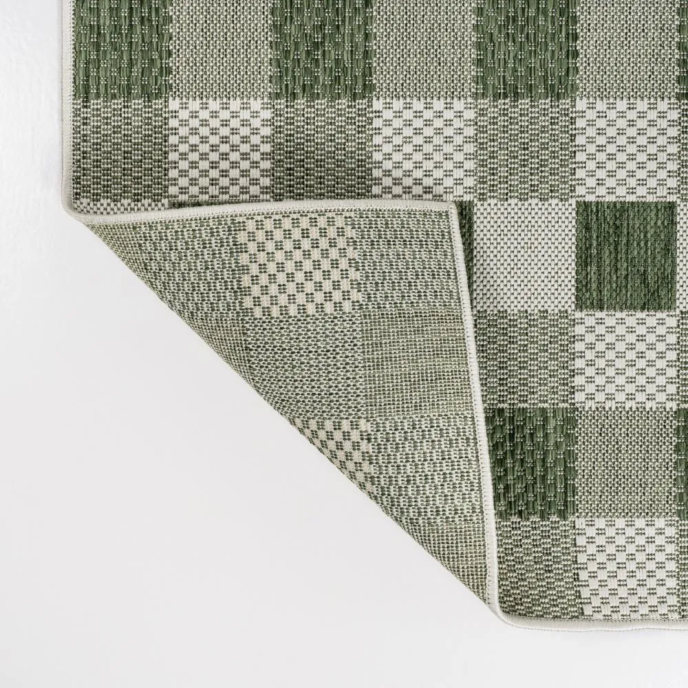 Courtyard Traditional Geometric Bold Gingham Indoor/Outdoor Area Rug