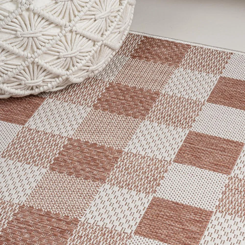 Courtyard Traditional Geometric Bold Gingham Indoor/Outdoor Area Rug