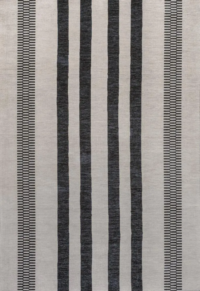 Curry Geometric Striped Machine-washable Area Rug