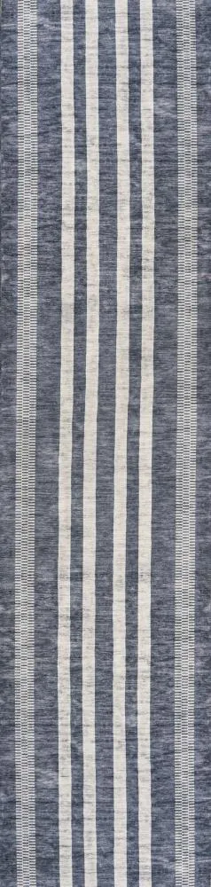 Curry Geometric Striped Machine-washable Area Rug