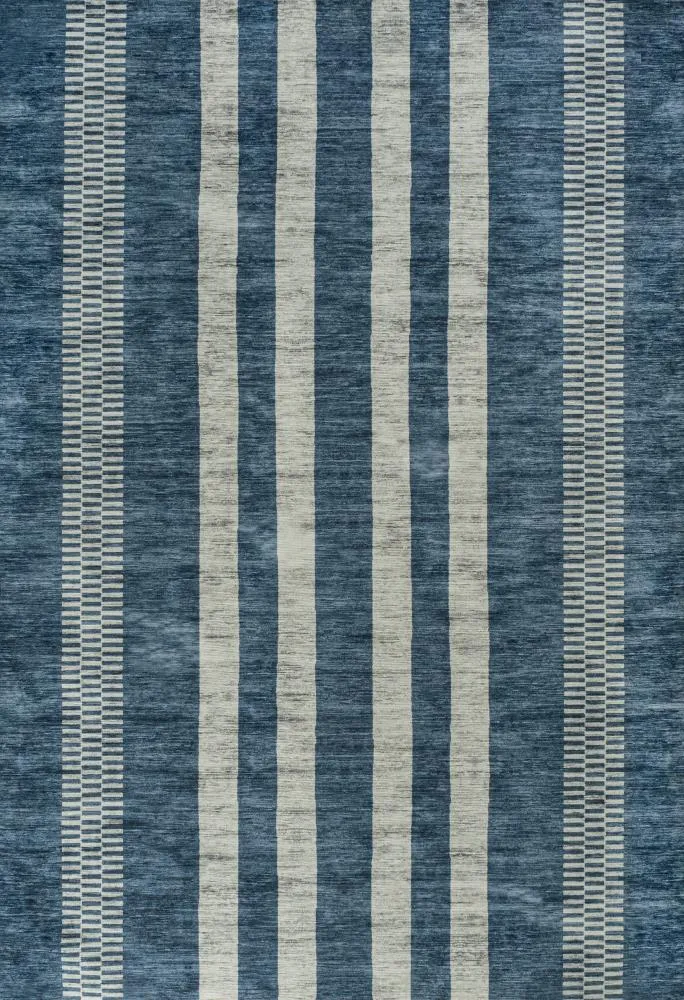Curry Geometric Striped Machine-washable Area Rug