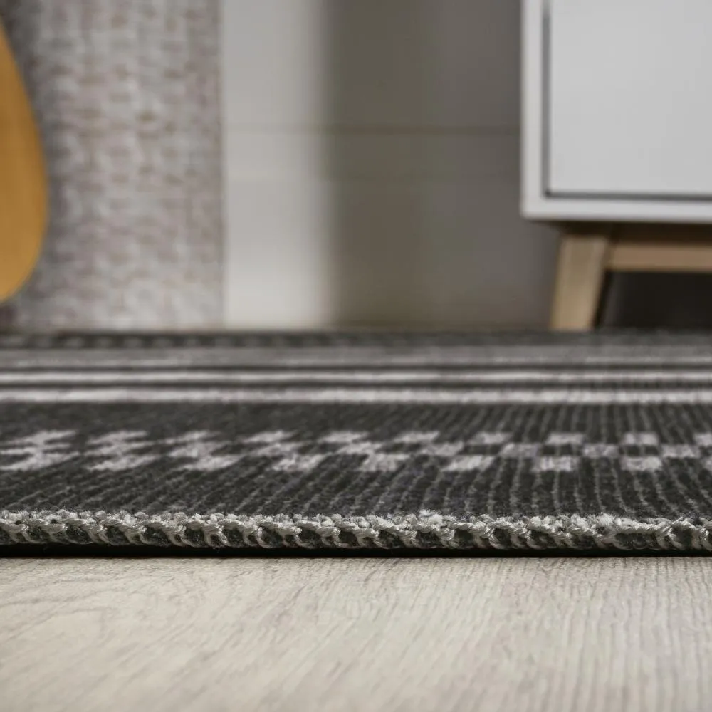 Curry Geometric Striped Machine-washable Area Rug