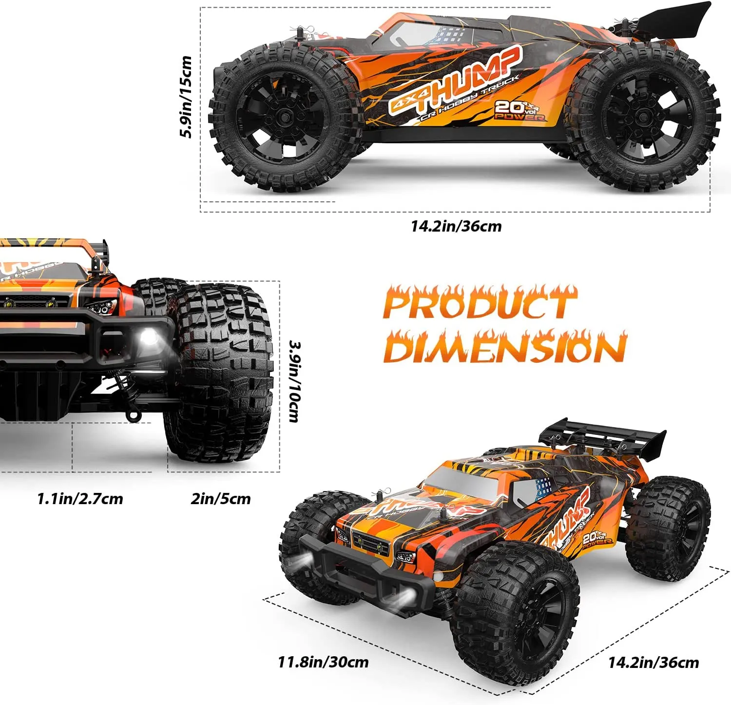 DEERC 200E RC Car High Speed Remote Control Car 1:10 Scale 4WD Monster Truck