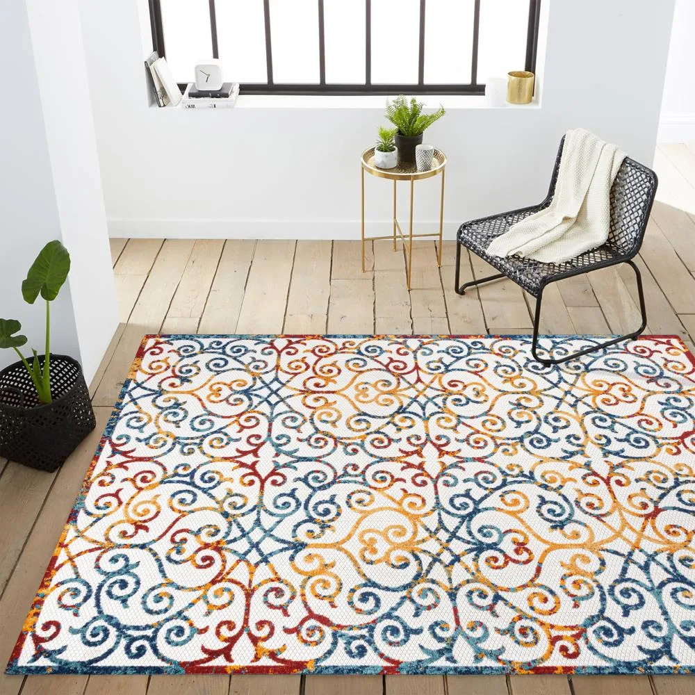 Dhairya Scroll Trellis Indoor/outdoor Area Rug