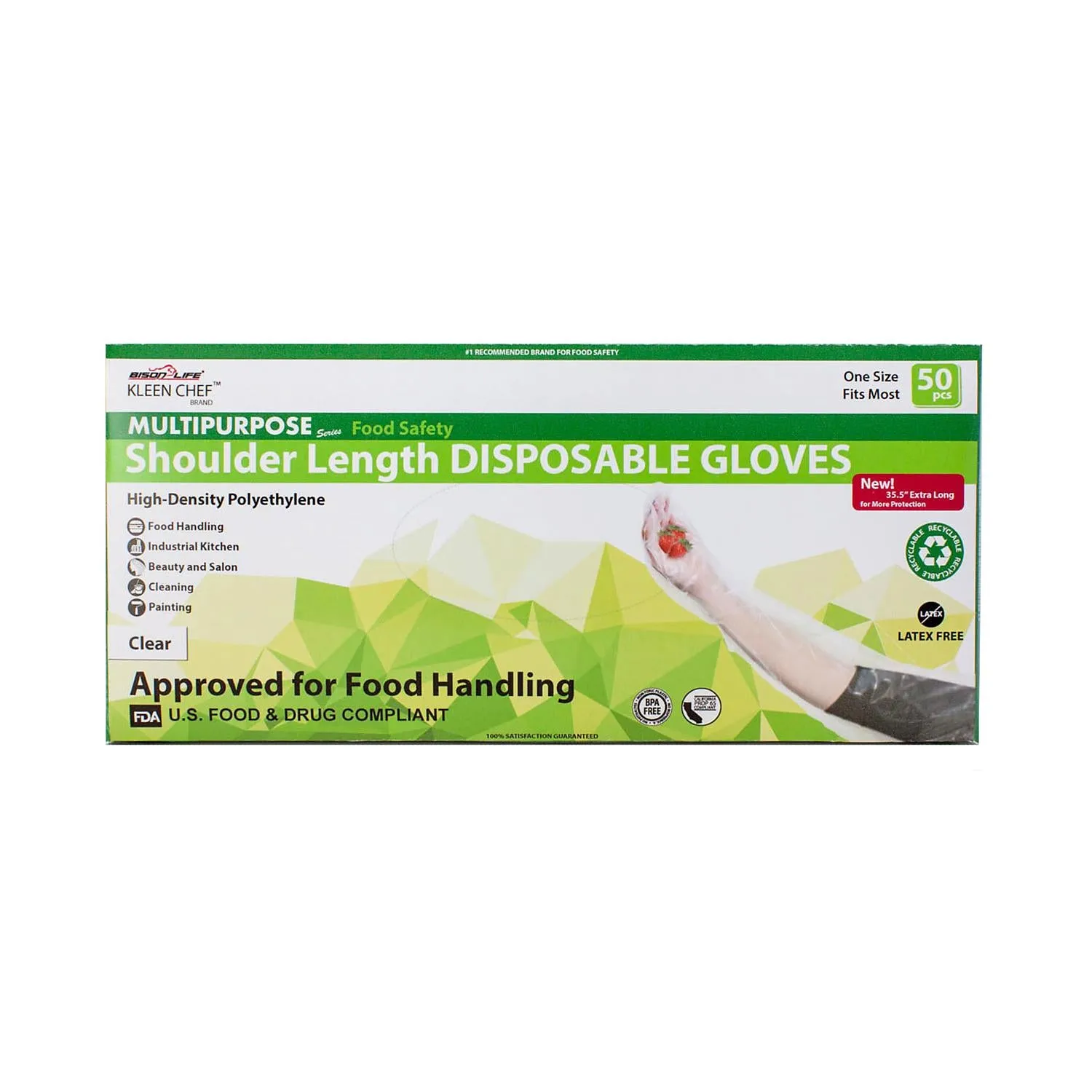Disposable Food Handling Shoulder Length Poly Gloves, 35.5 inch, OSFM