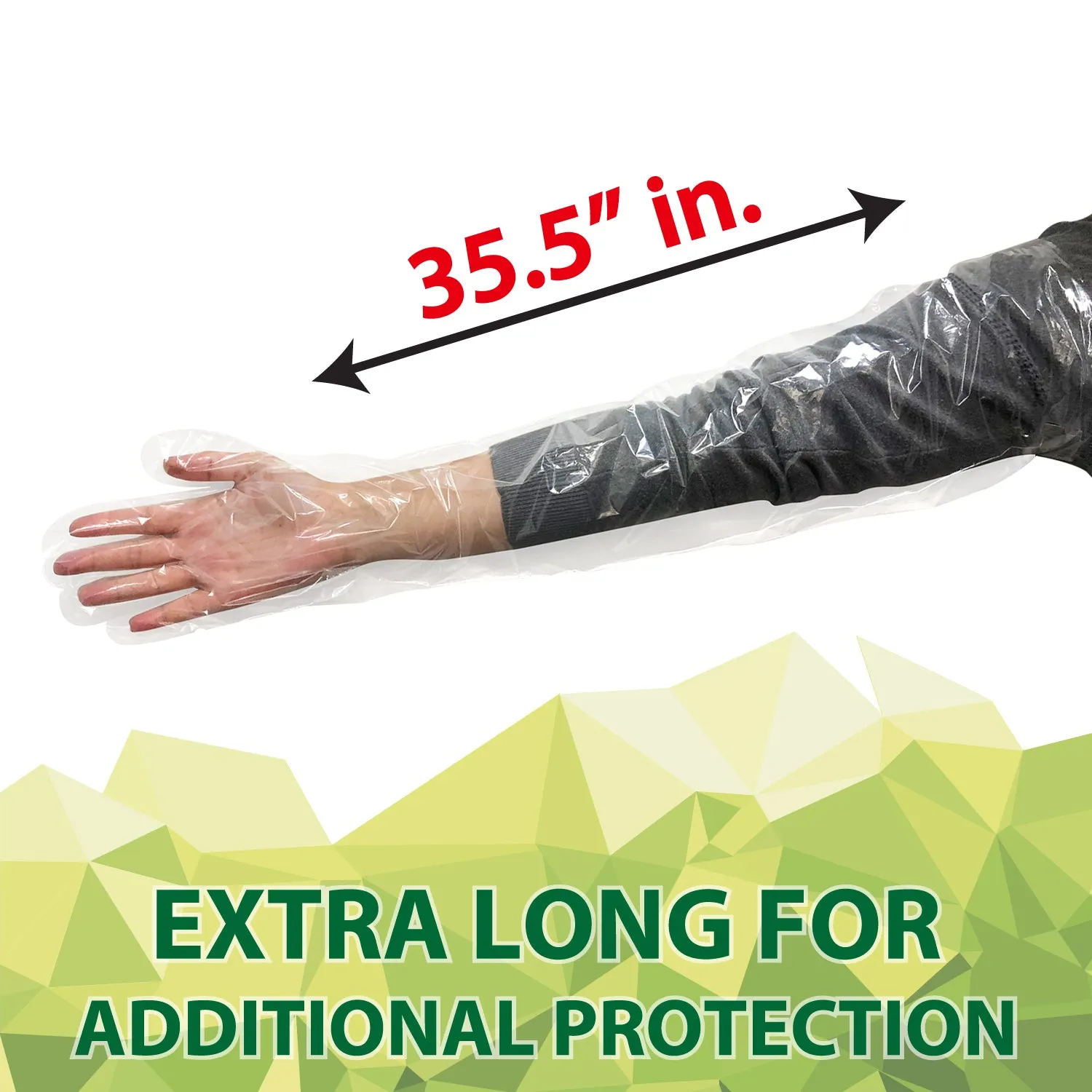 Disposable Food Handling Shoulder Length Poly Gloves, 35.5 inch, OSFM