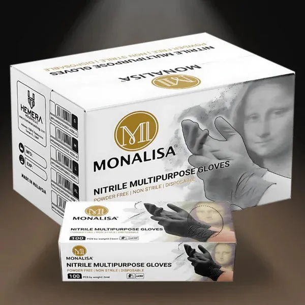 Disposable Nitrile Gloves Monalisa Black 5mil CMONBK5