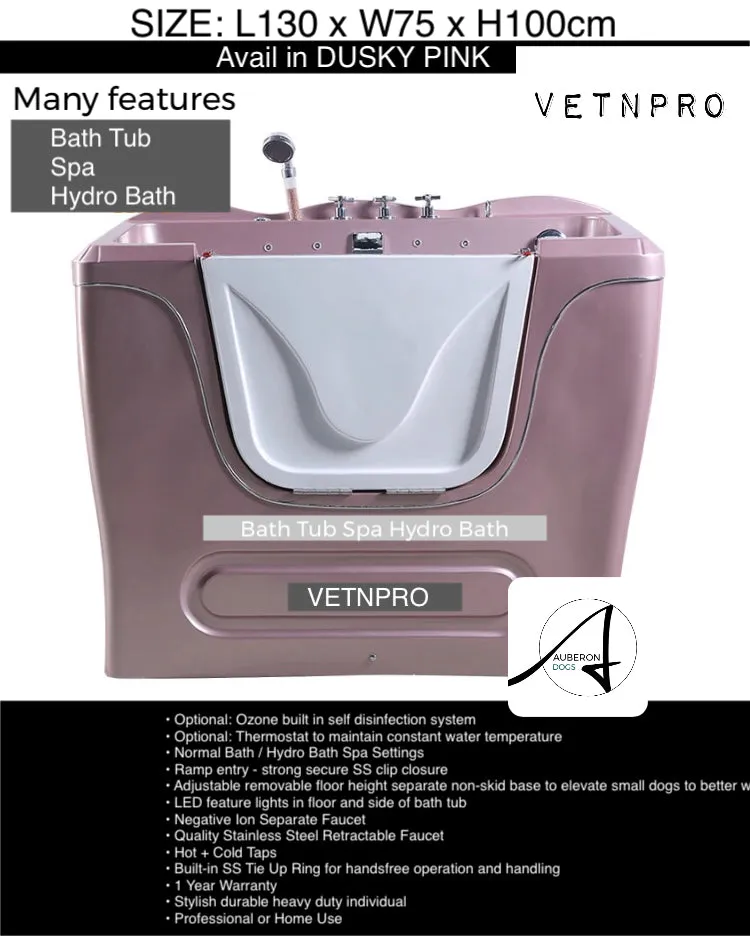 Dog Bath Tub Spa Hydrotherapy  - 130cm Deluxe Ozone incl many colours walk in entry