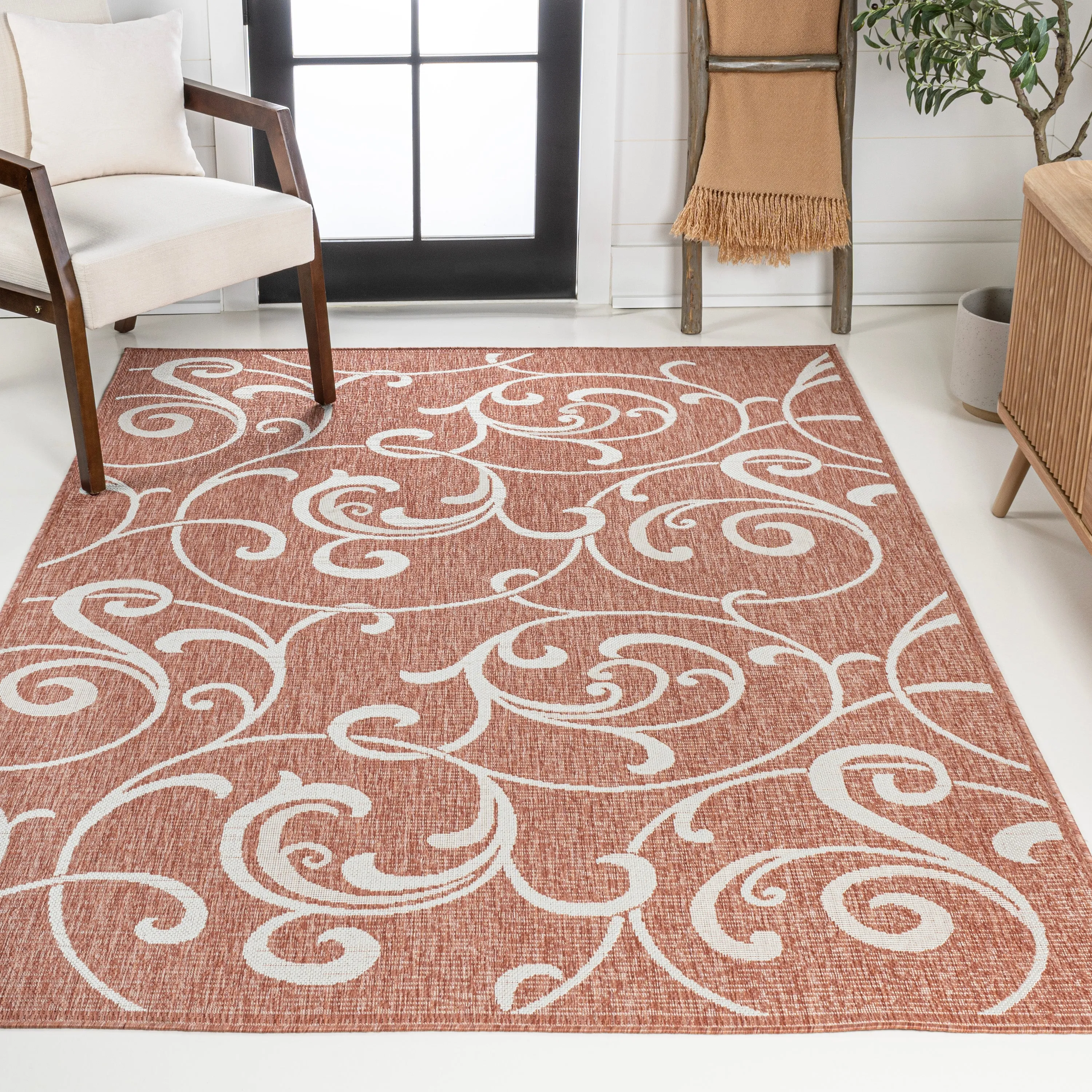 Domani Traditional Classic All-Over Scroll Indoor/Outdoor Area Rug