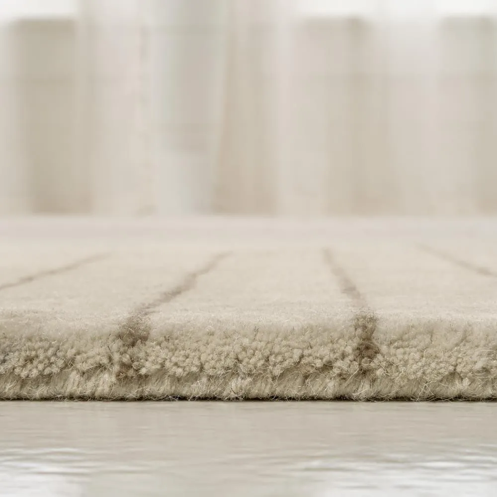 Earthy Bohemian Abstract Striped Handwoven Wool Area Rug