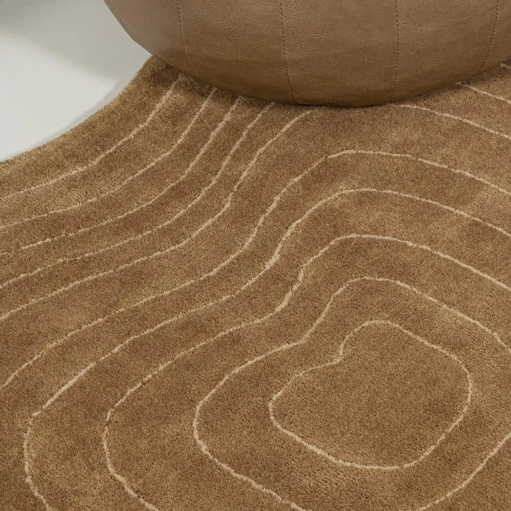 Earthy Bohemian Abstract Striped Handwoven Wool Area Rug