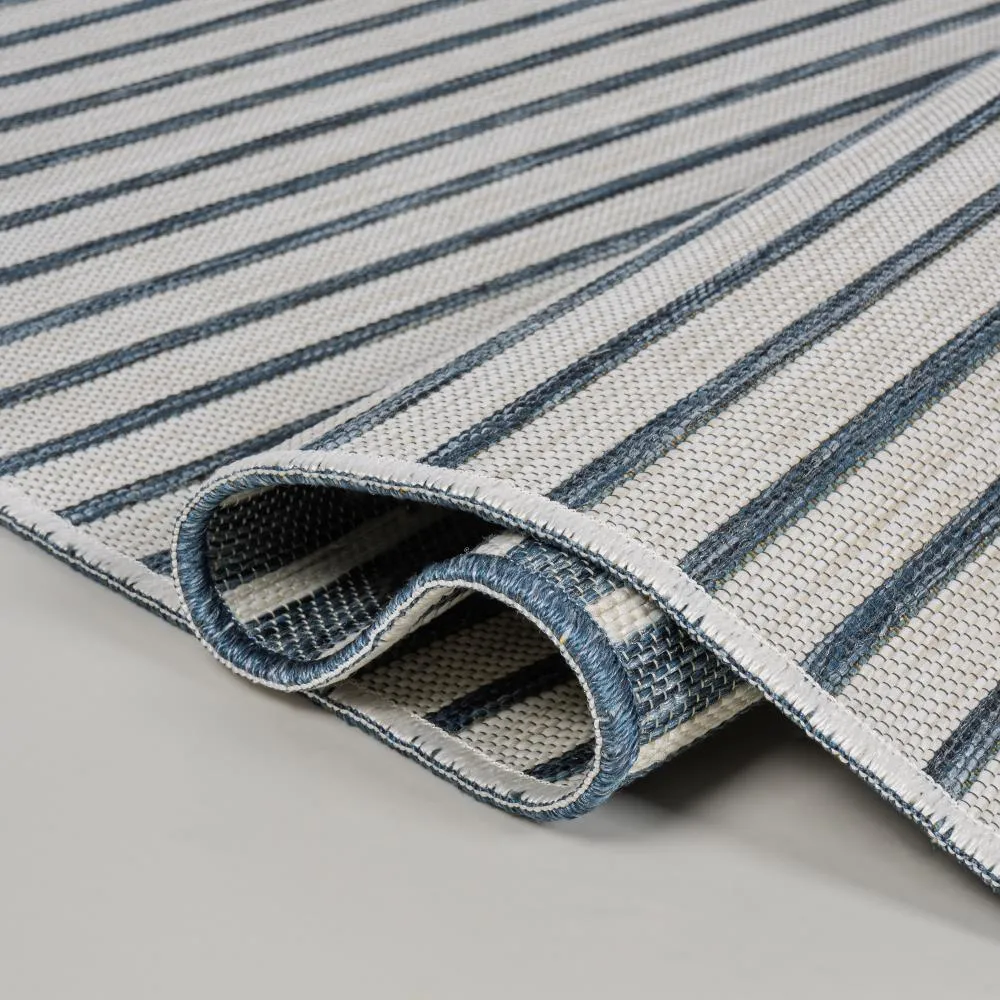Eco Classic Coastal Pinstripe Reversible Machine-Washable Indoor/Outdoor Area Rug