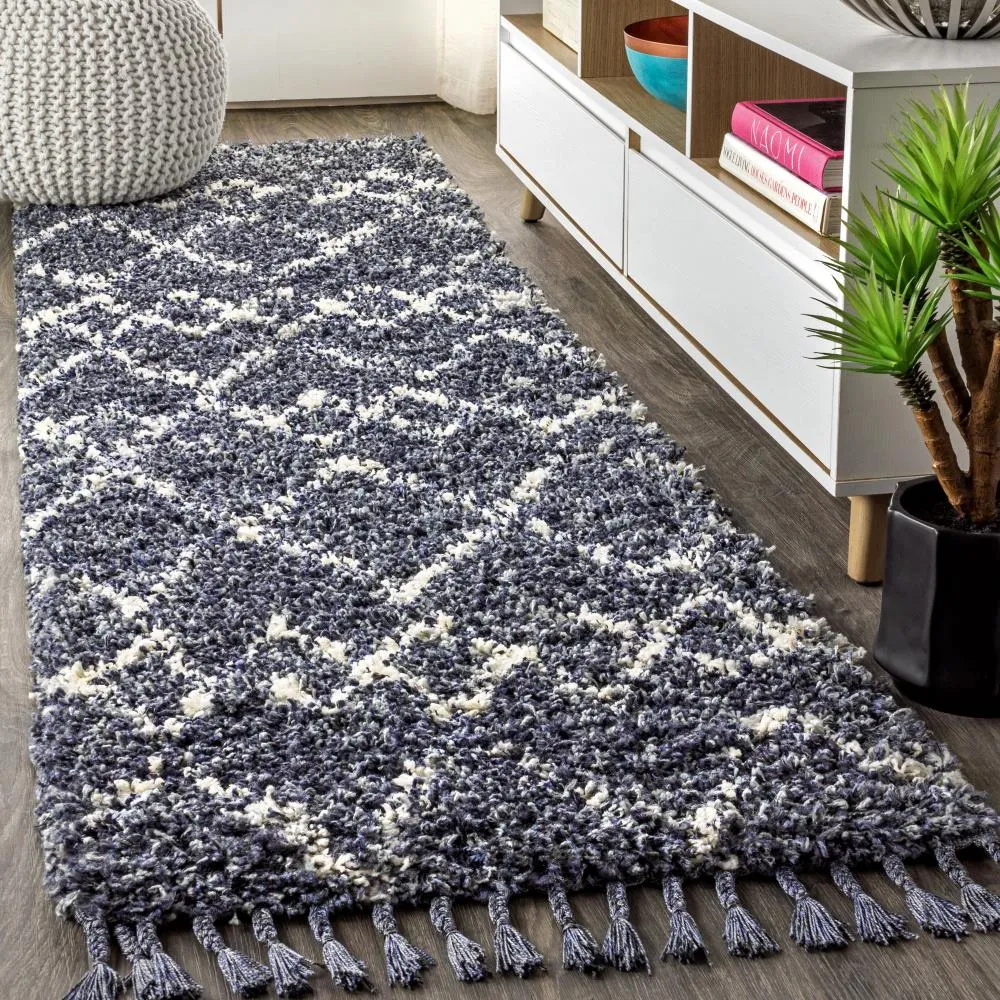 Eden Mercer Shag Plush Tassel Area Rug