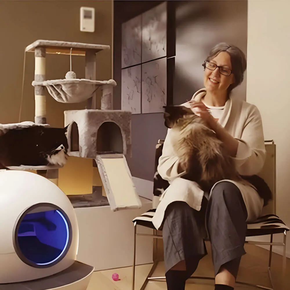 Els Pet Spaceship Automatic Litter Box for Multiple Cats with Safety Door – Perfect Gift for Cat Lovers!