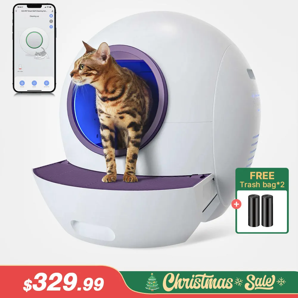 Els Pet Spaceship Automatic Litter Box for Multiple Cats with Safety Door – Perfect Gift for Cat Lovers!