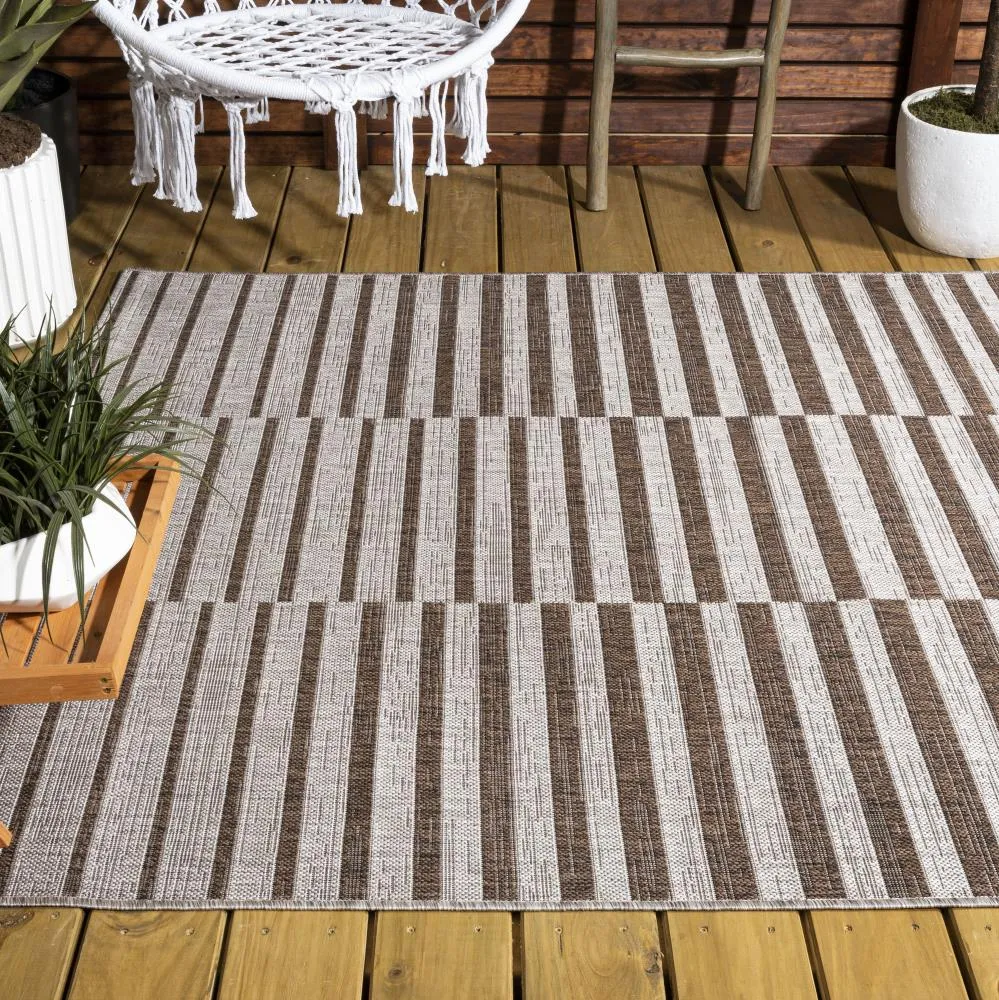 Fatima Sukie Offset Stripe Indoor/Outdoor Area Rug