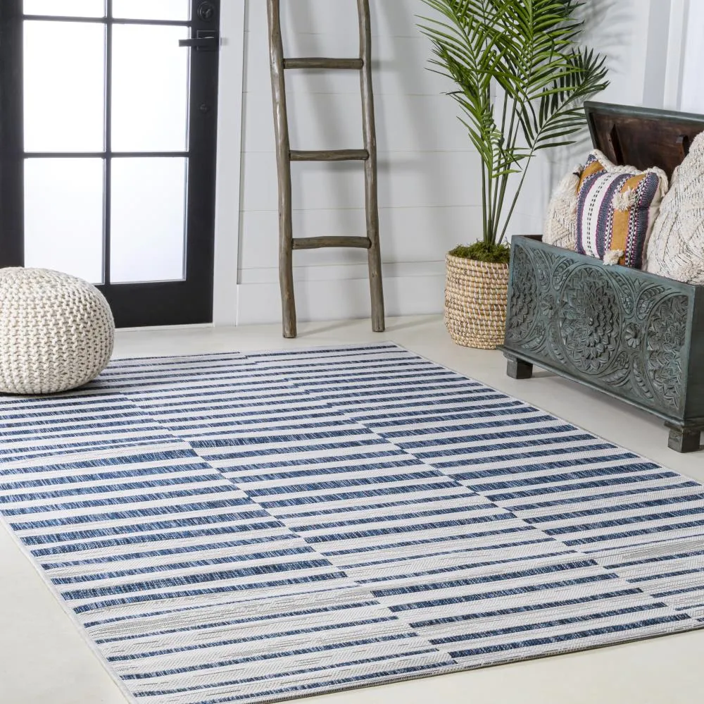 Fatima Sukie Offset Stripe Indoor/Outdoor Area Rug