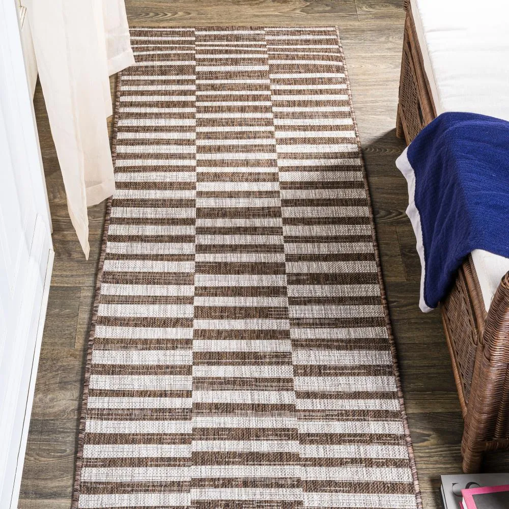 Fatima Sukie Offset Stripe Indoor/Outdoor Area Rug