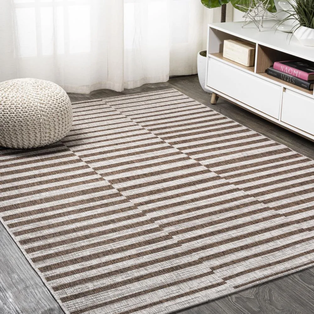 Fatima Sukie Offset Stripe Indoor/Outdoor Area Rug