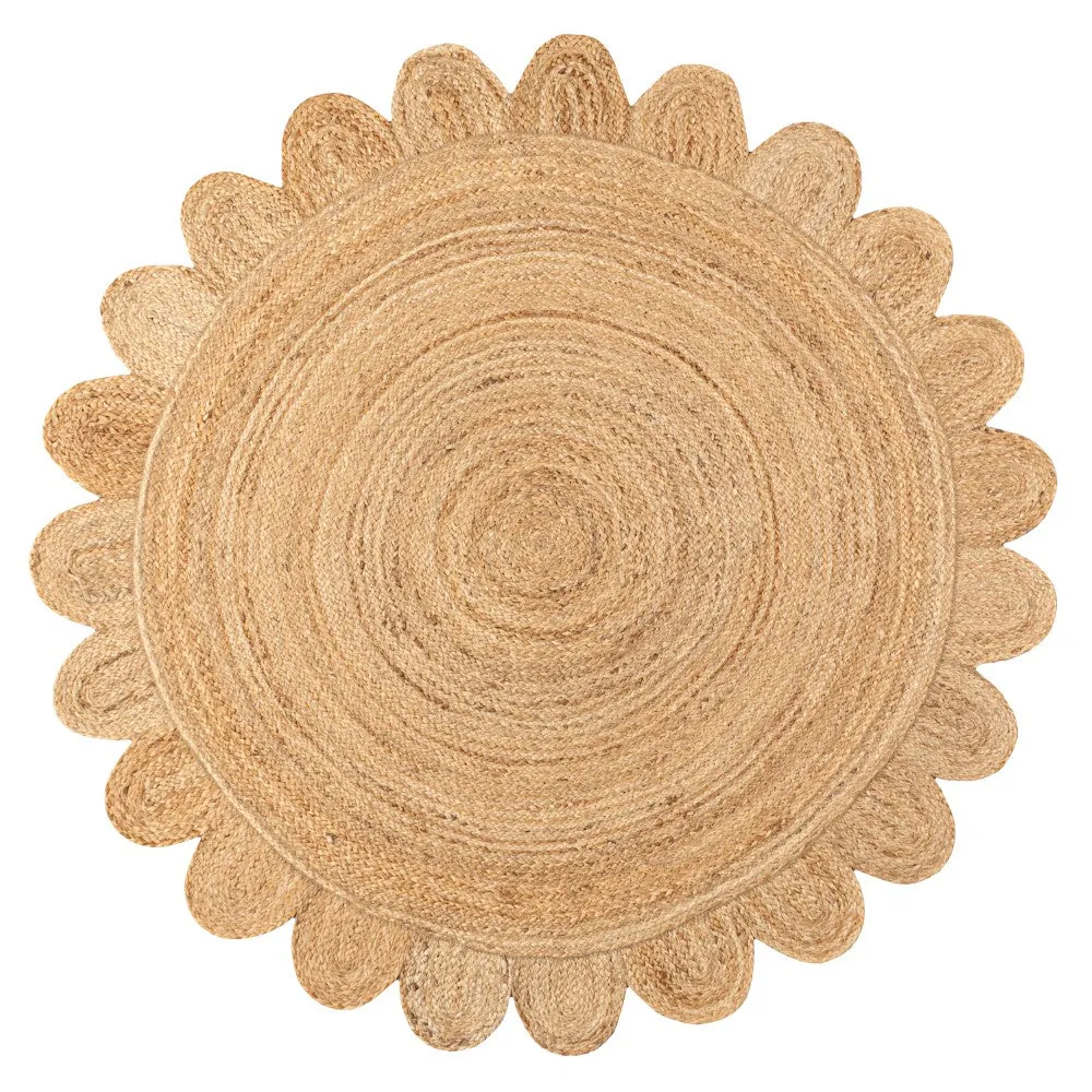 Fierce Boho Jute Scalloped Circle Area Rug