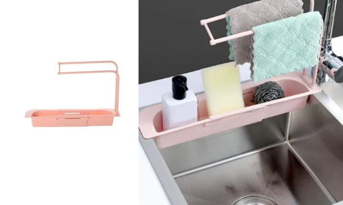 Fine Living Telescopic Storage Drainage Basket  Pink