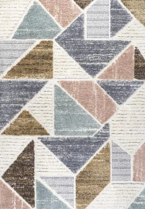 Fiori Geometric Scandi Colorblock Carved Area Rug