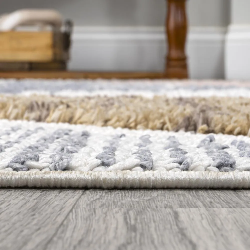 Fiori Geometric Scandi Colorblock Carved Area Rug